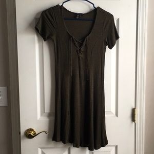 Green and black dress